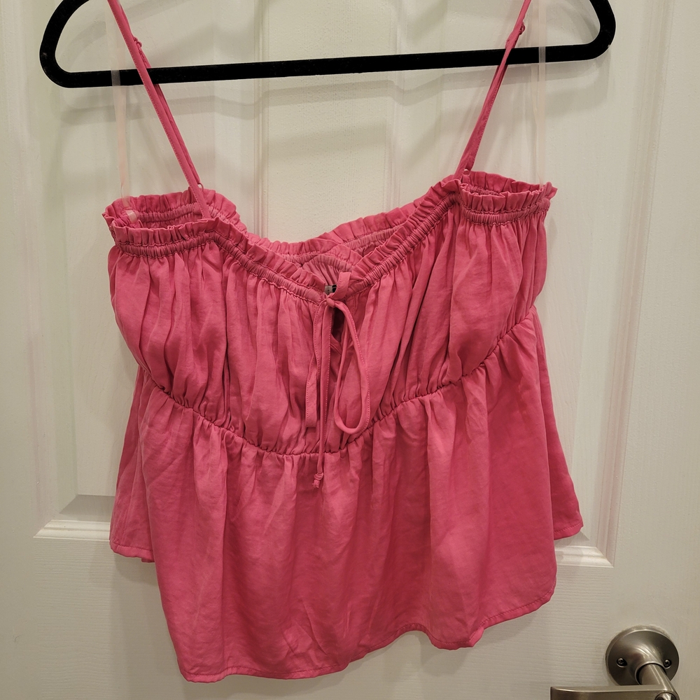 American Eagle Outfitters Barbie Pink Ruched Peplum Cami